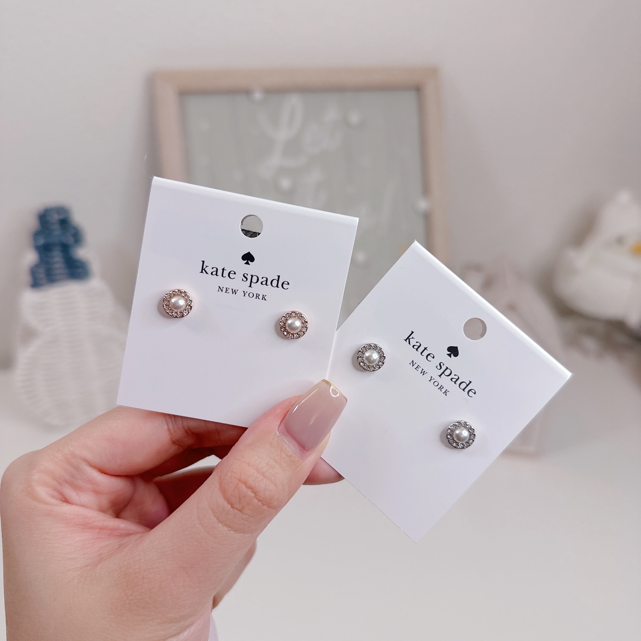 ［美國現貨］Kate Spade Pearl Pave Halo Stud Earrings