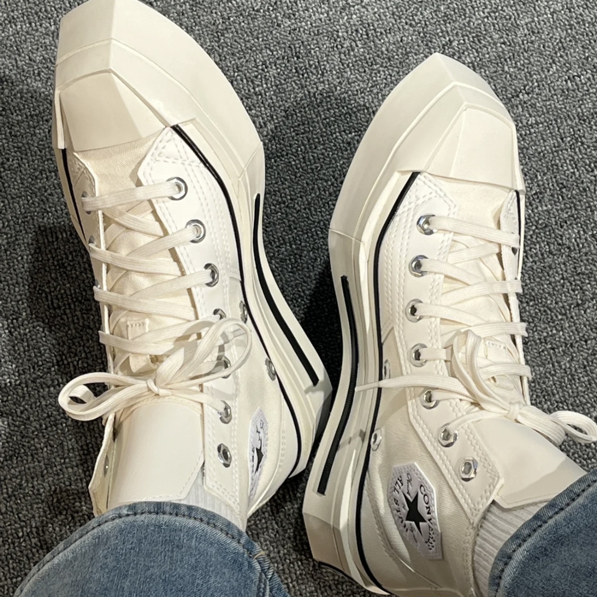 【現貨】Converse Chuck 70 De Luxe Squared Hi 高筒 厚底 皮革 方頭 幾何 白