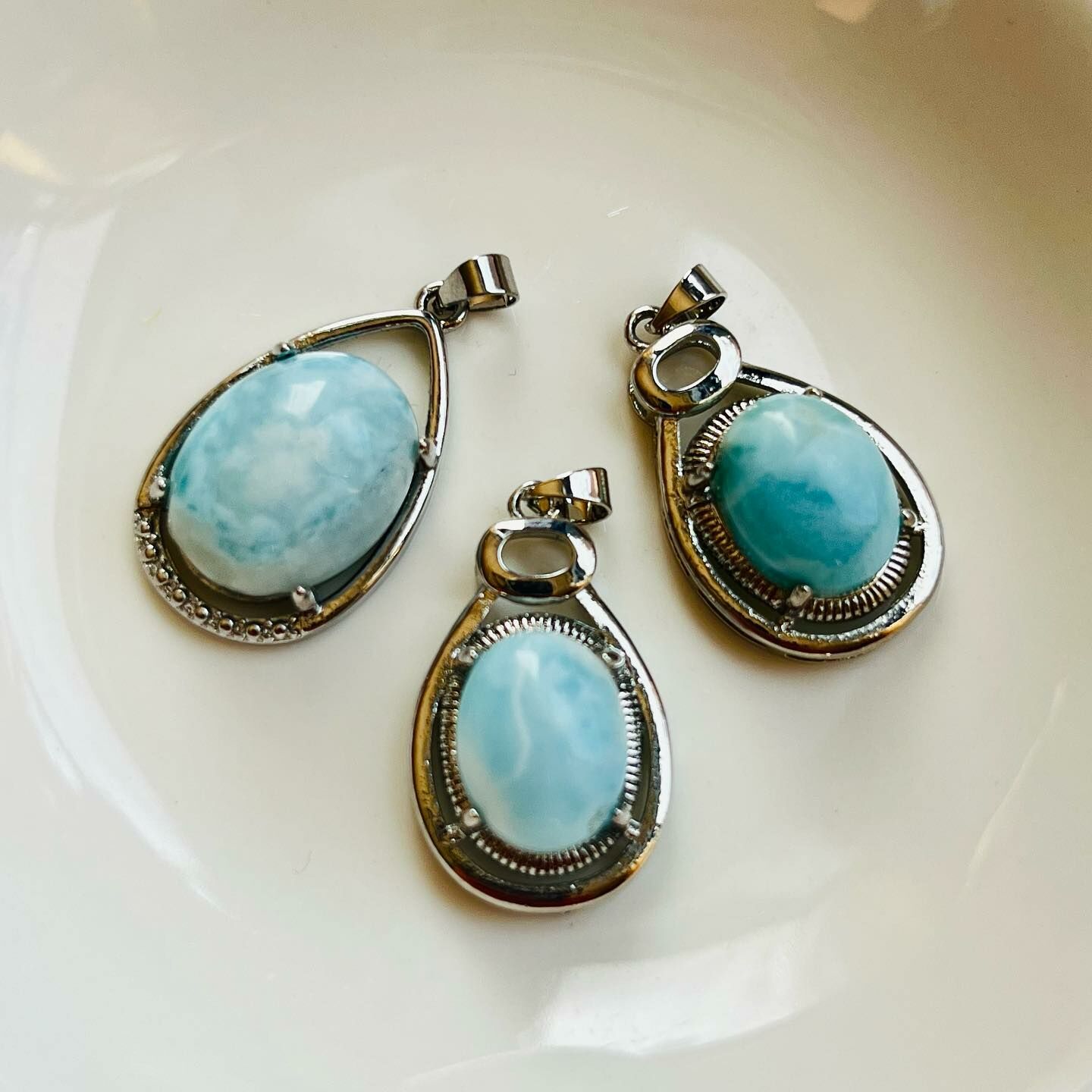 [原石] 拉利瑪石 海紋石 水晶項鍊吊墜