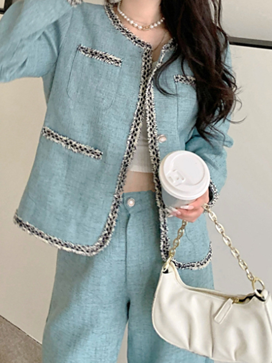 高腰寬褲小清新 小香套裝(2件組)