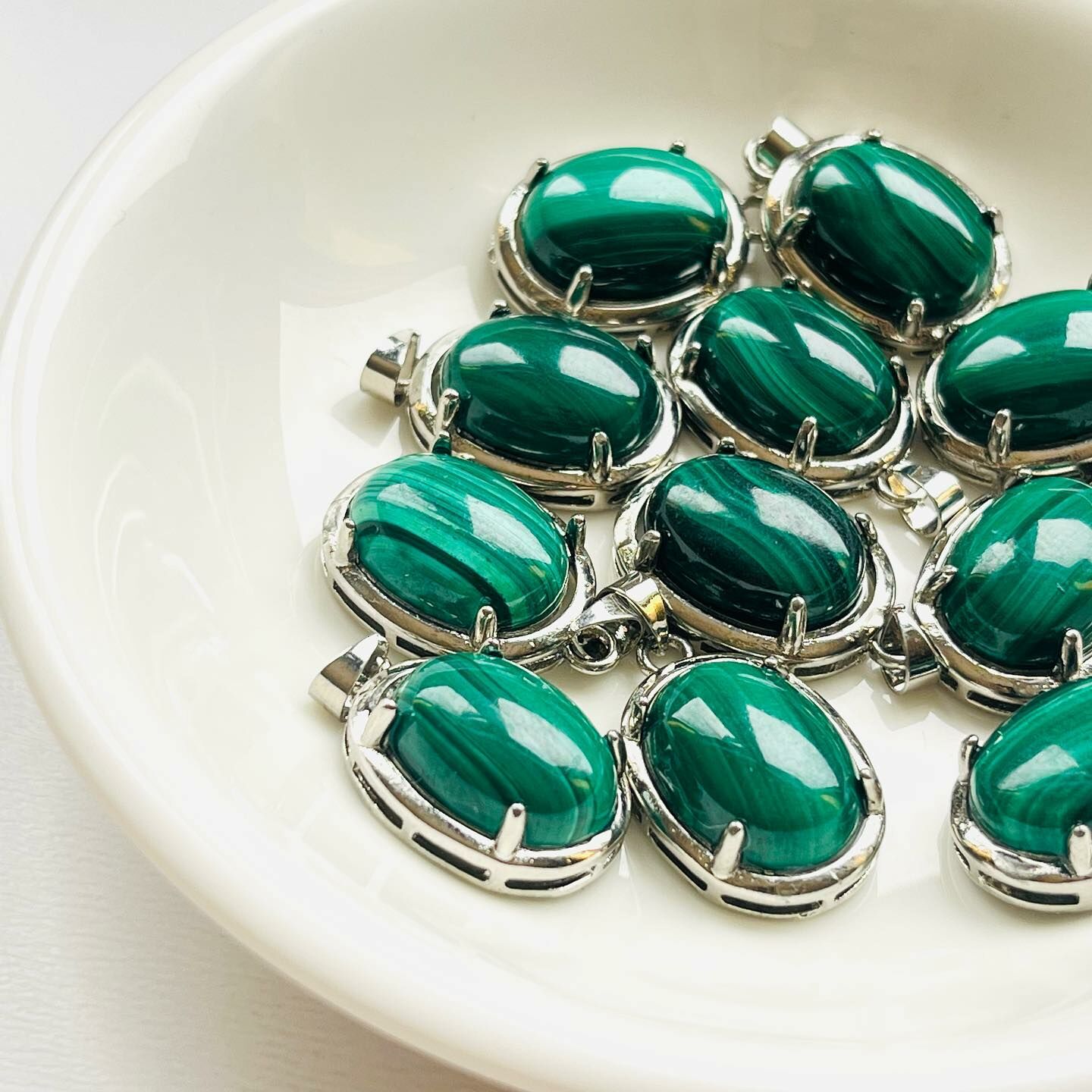 [原石] 孔雀石 水晶項鍊吊墜