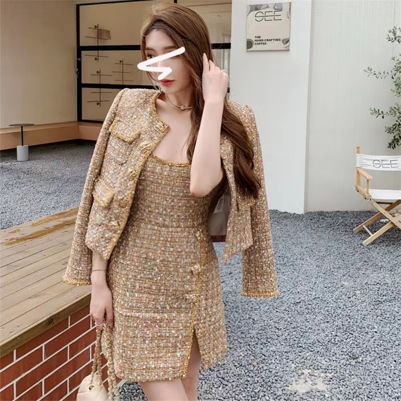 高級感金灿灿 粗花尼小香套裝(可單買)