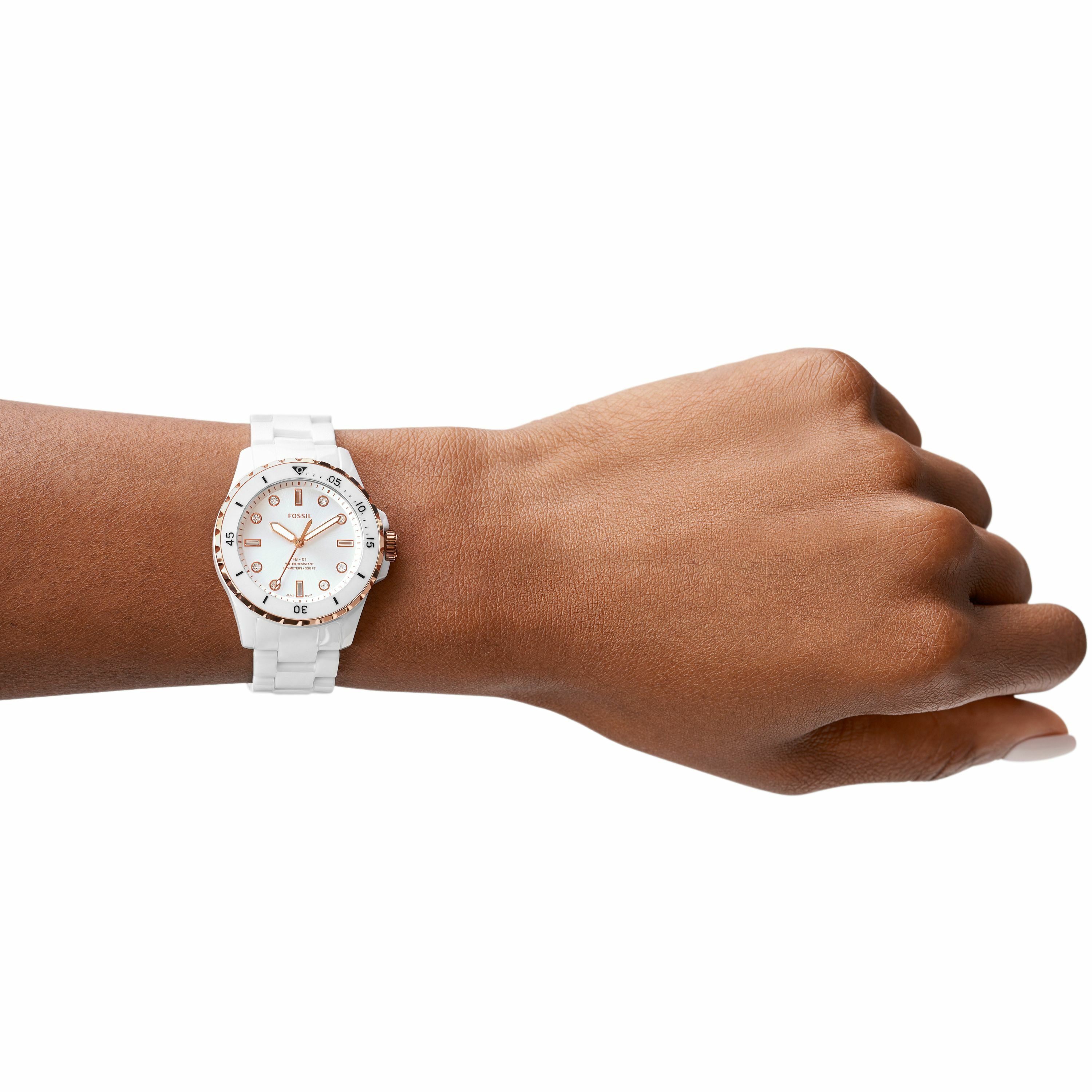 FB-01 白色面板清新水鬼女錶 白色陶瓷錶帶 35MM CE1107