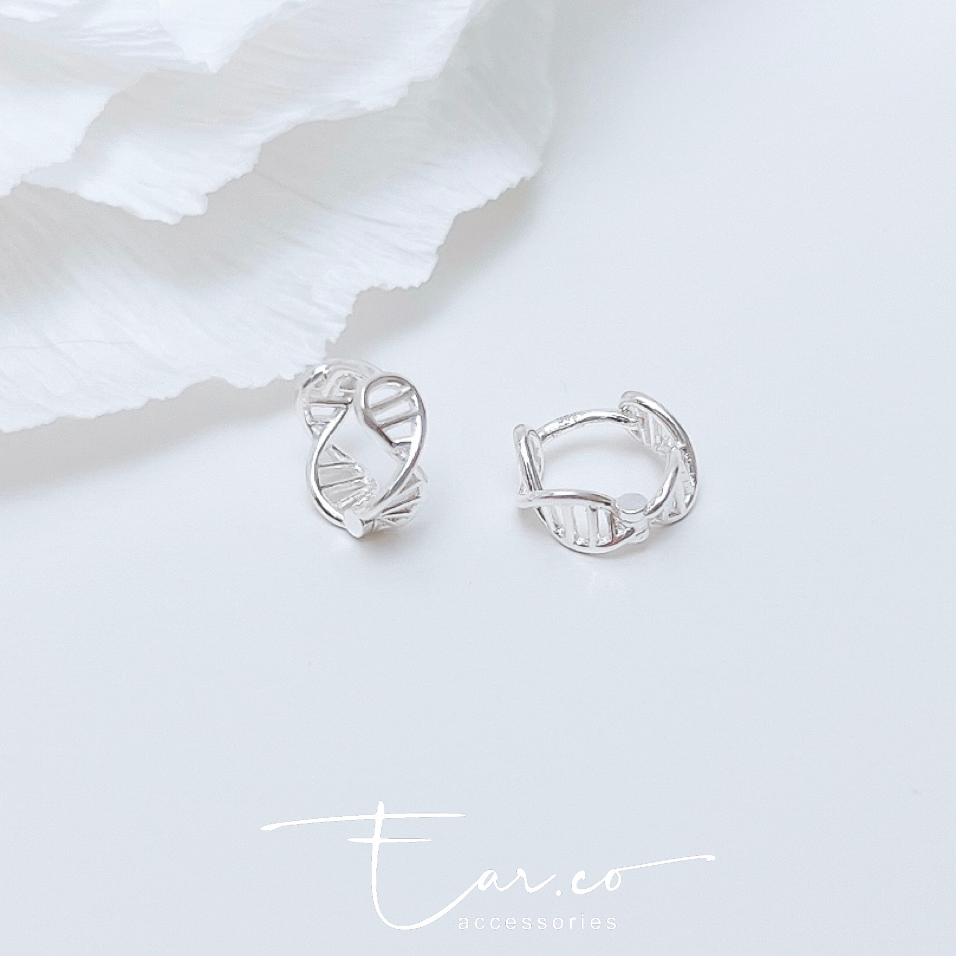 DNA紋理純銀小耳圈 [睡覺不用脫! ] #A985