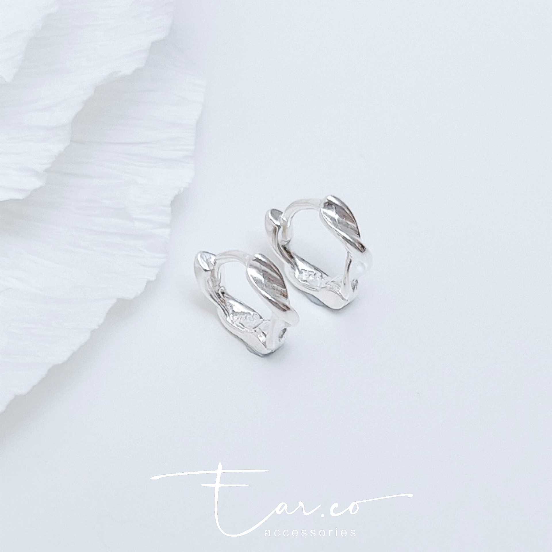 波浪扭扭純銀小耳圈 [睡覺不用脫! ] #A984