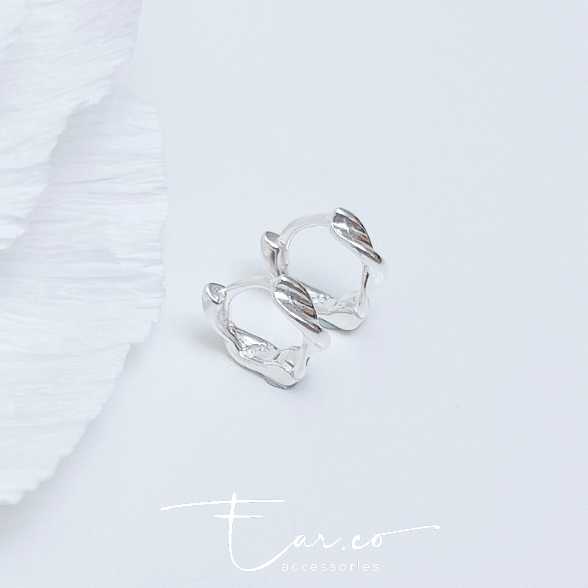 波浪扭扭純銀小耳圈 [睡覺不用脫! ] #A984