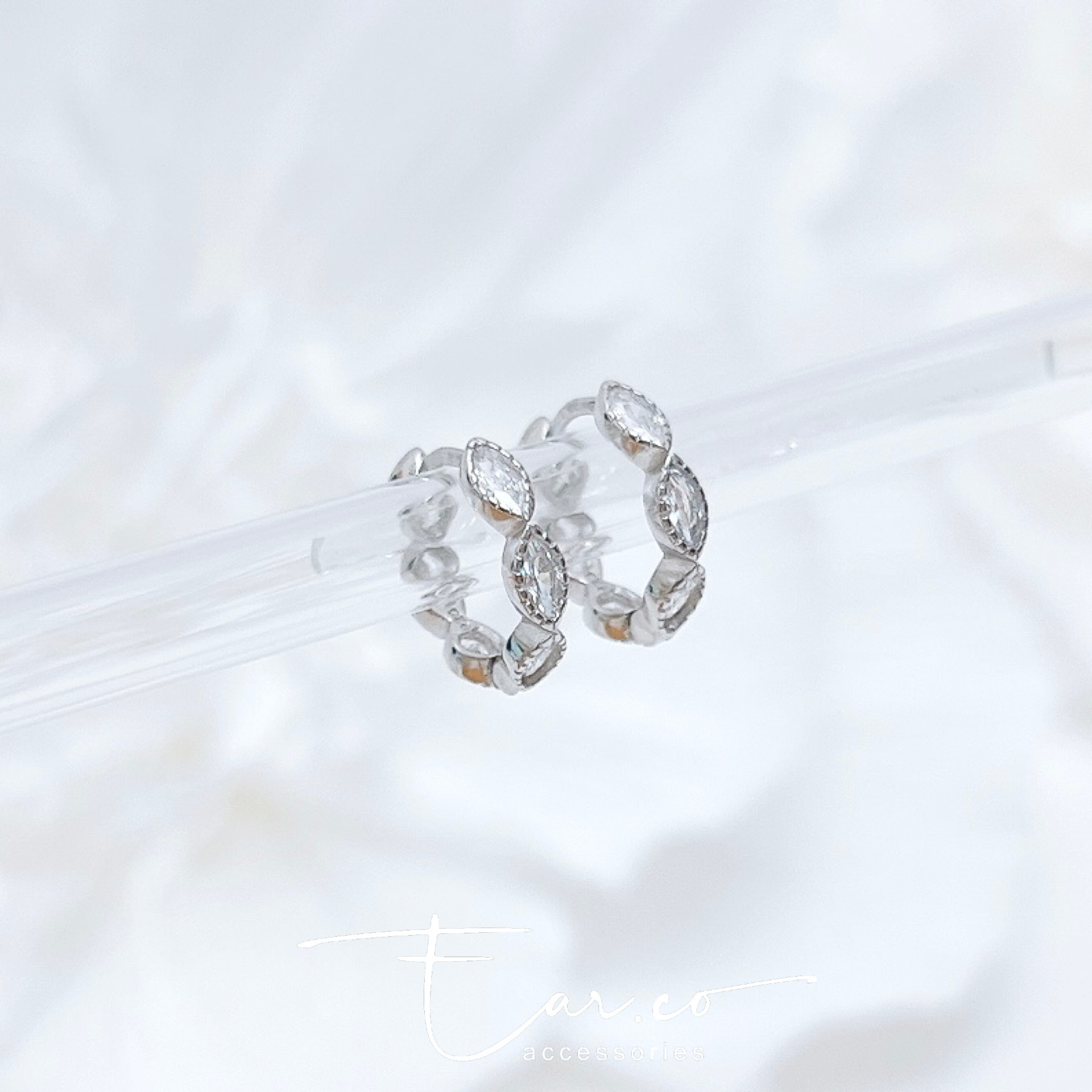 雙面包邊變小菱形純銀小耳圈 [睡覺不用脫! ] #A983