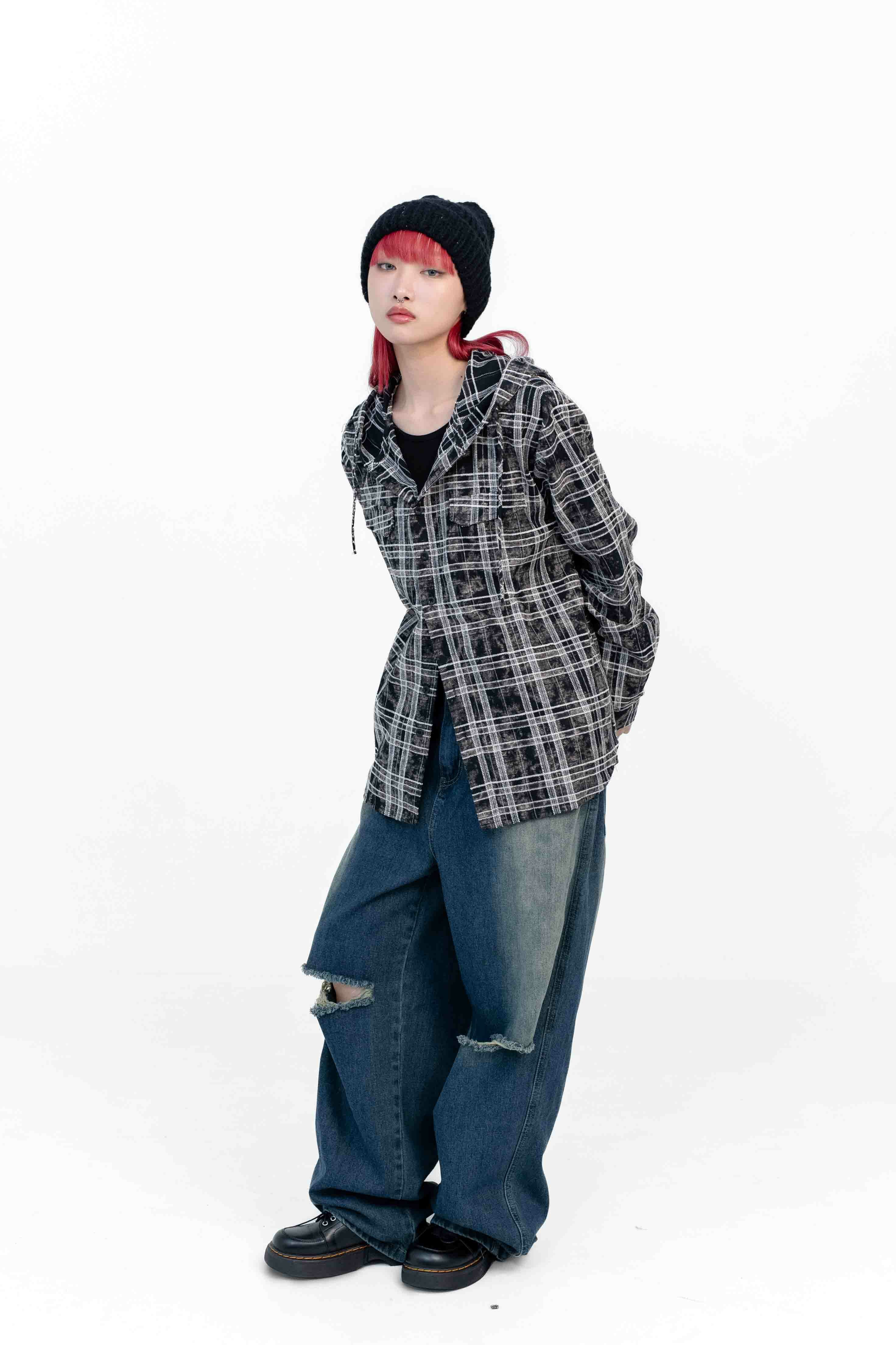 SIMON MADE HL-2312【特】毛呢感 法蘭絨 連帽 襯衫