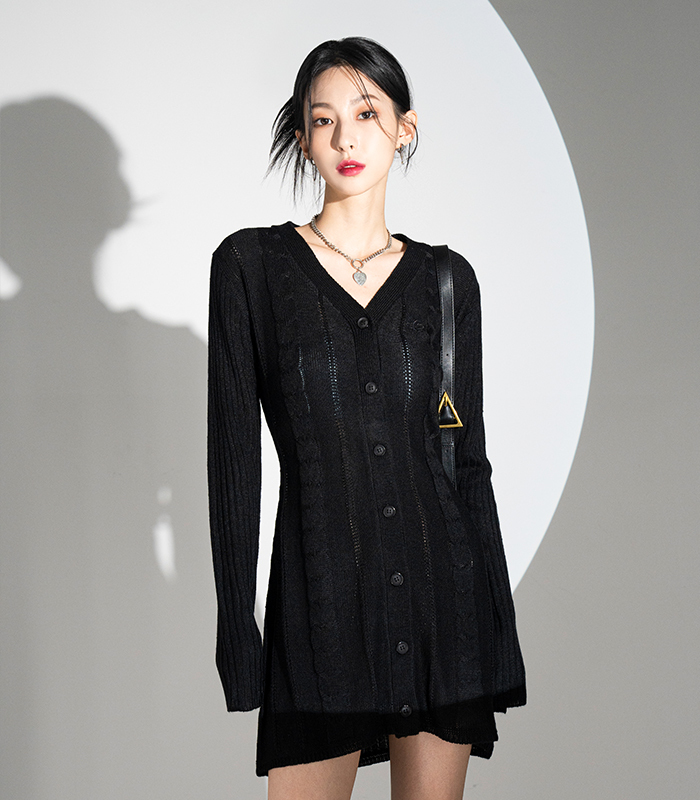 AVANDRESS) Punching Knit Dress | 2color