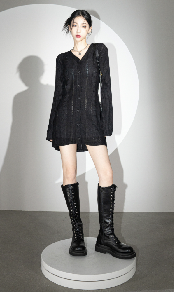 AVANDRESS) Punching Knit Dress | 2color