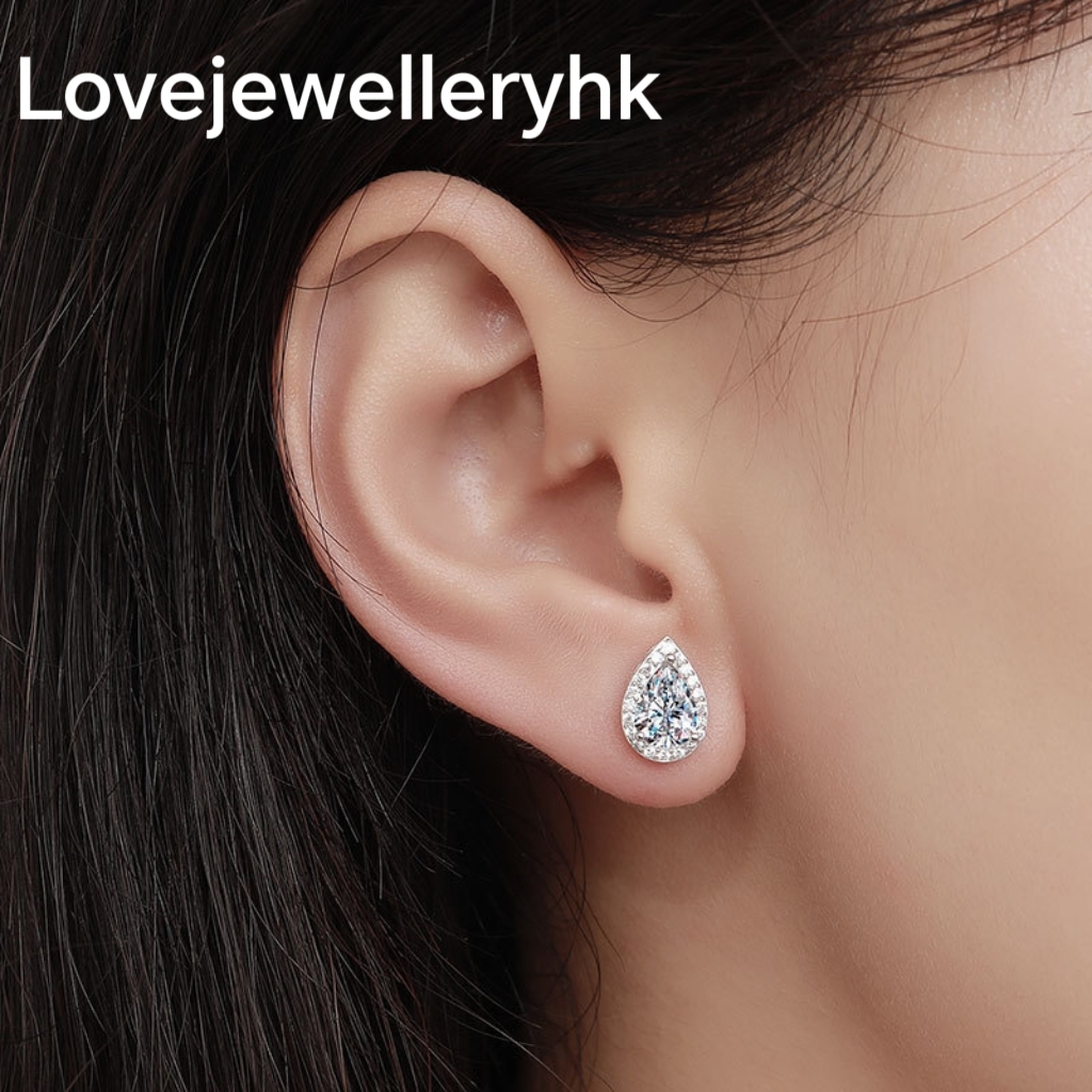 莫桑鑽水滴形耳環    E2C045D