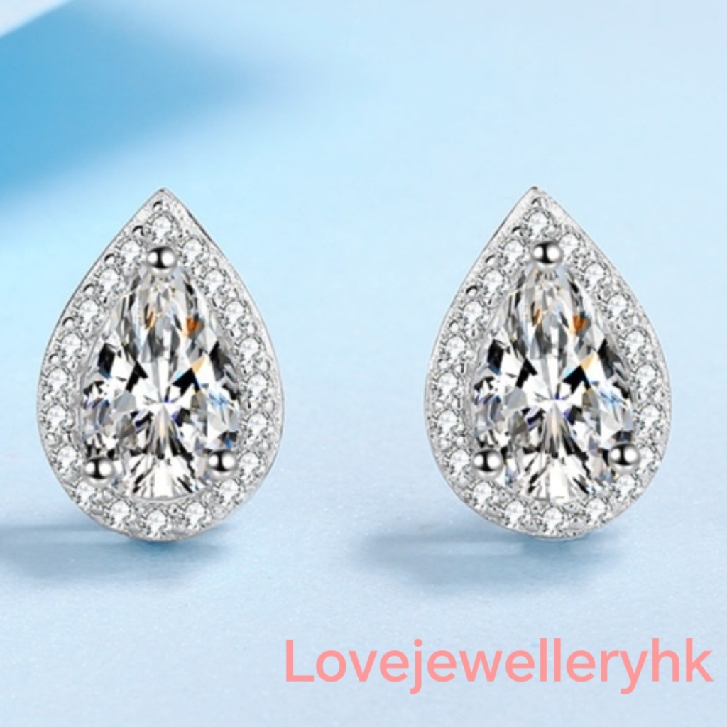 莫桑鑽水滴形耳環    E2C045D