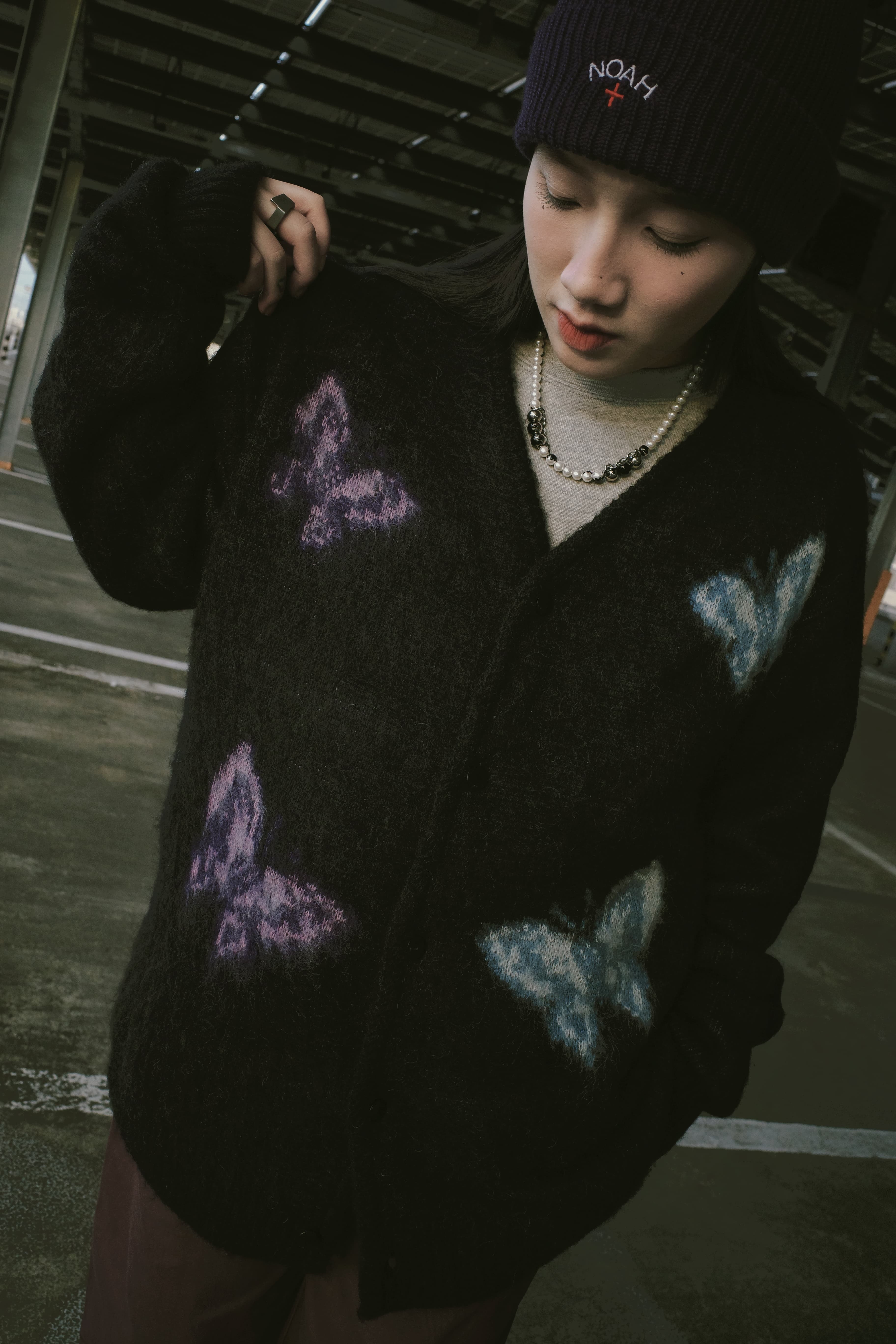 NEEDLES 馬海毛 別注款 開襟外罩 黑