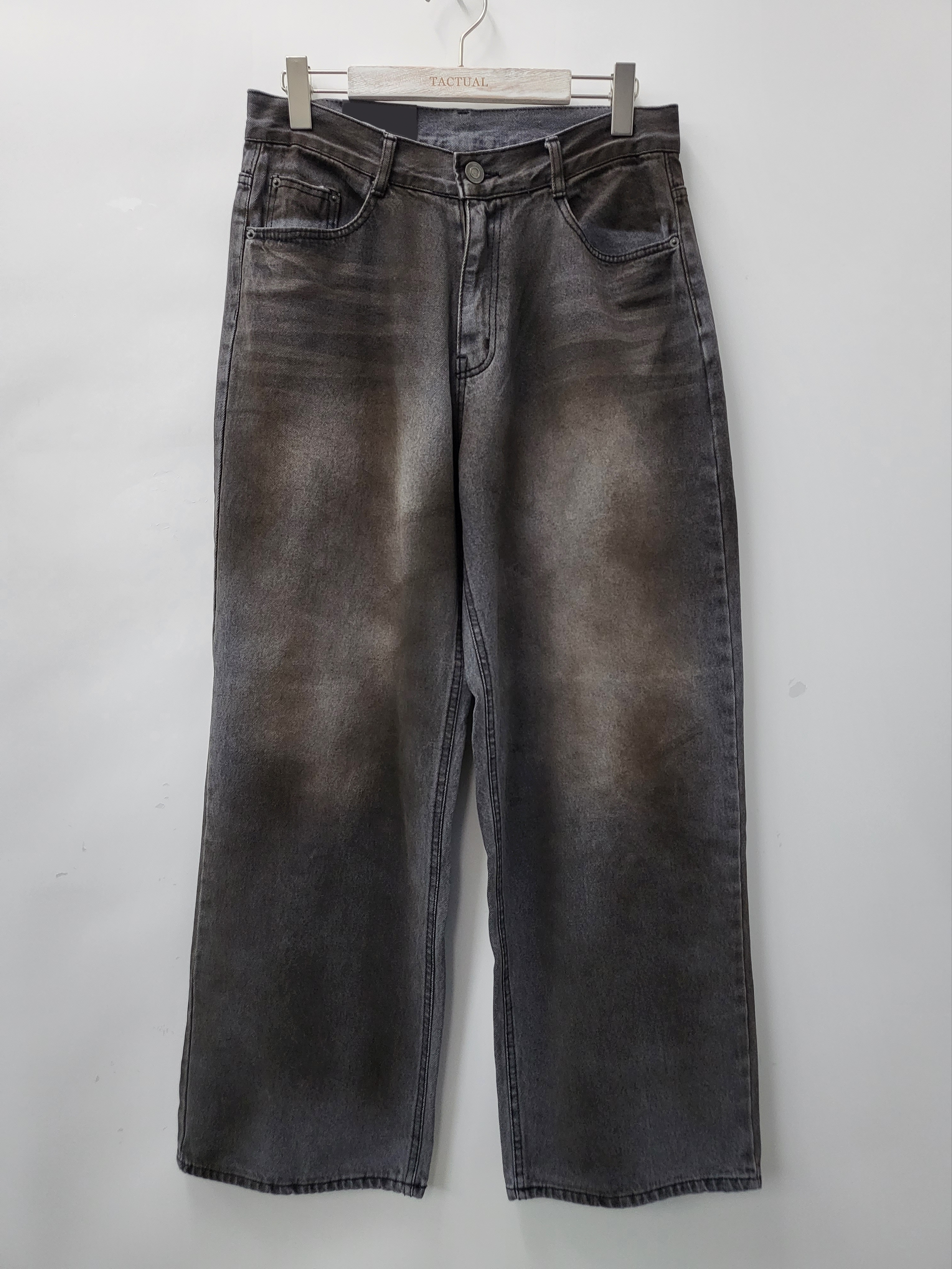 仿污鬆身牛仔褲 J723