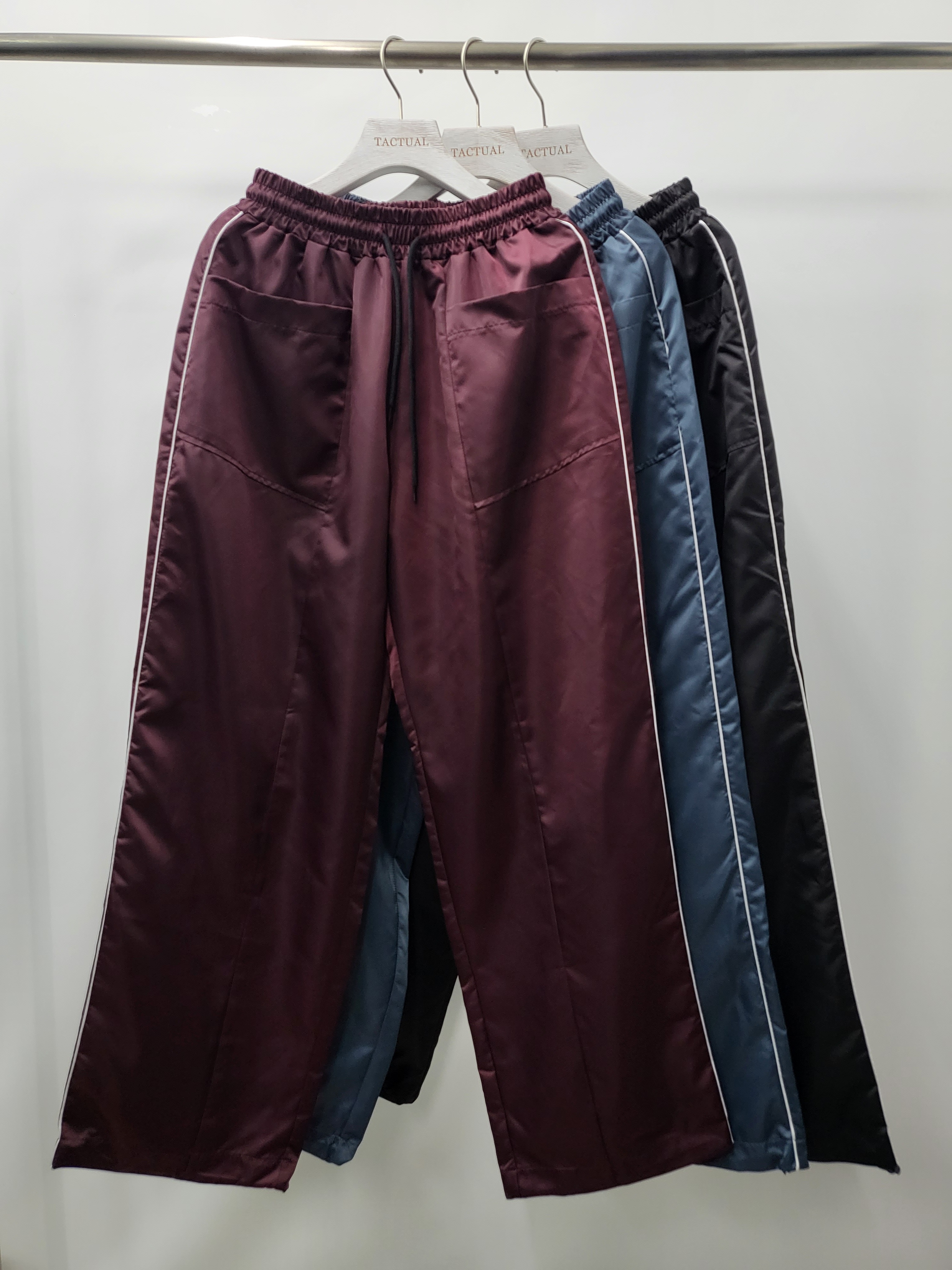 淨色拼白邊可束腳鬆身褲 P2678