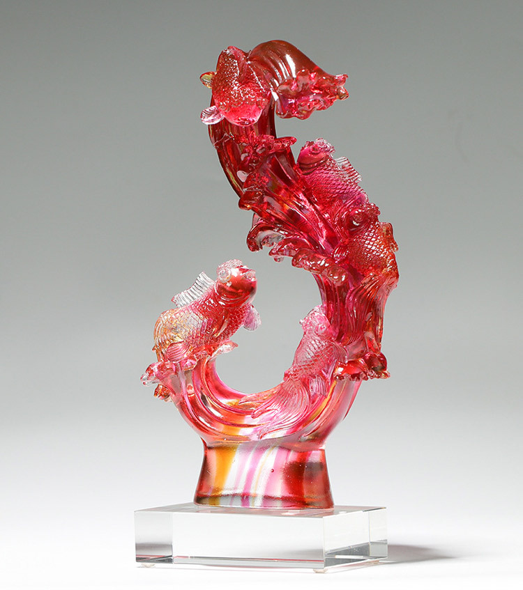 鹿港窯禮品館│居家開運 琉璃珍藏-魚躍-愉悅