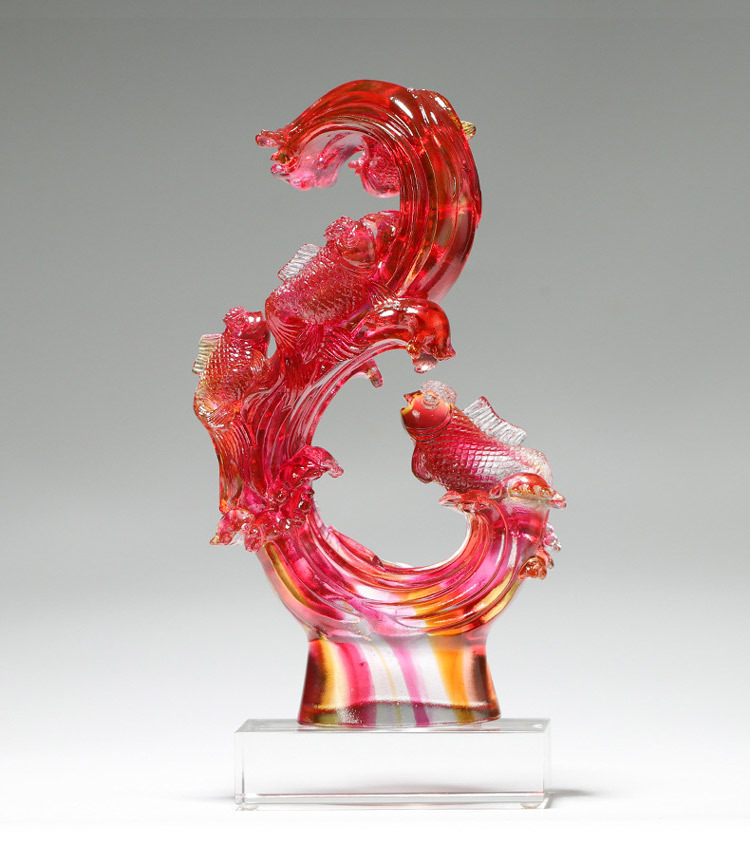 鹿港窯禮品館│居家開運 琉璃珍藏-魚躍-愉悅