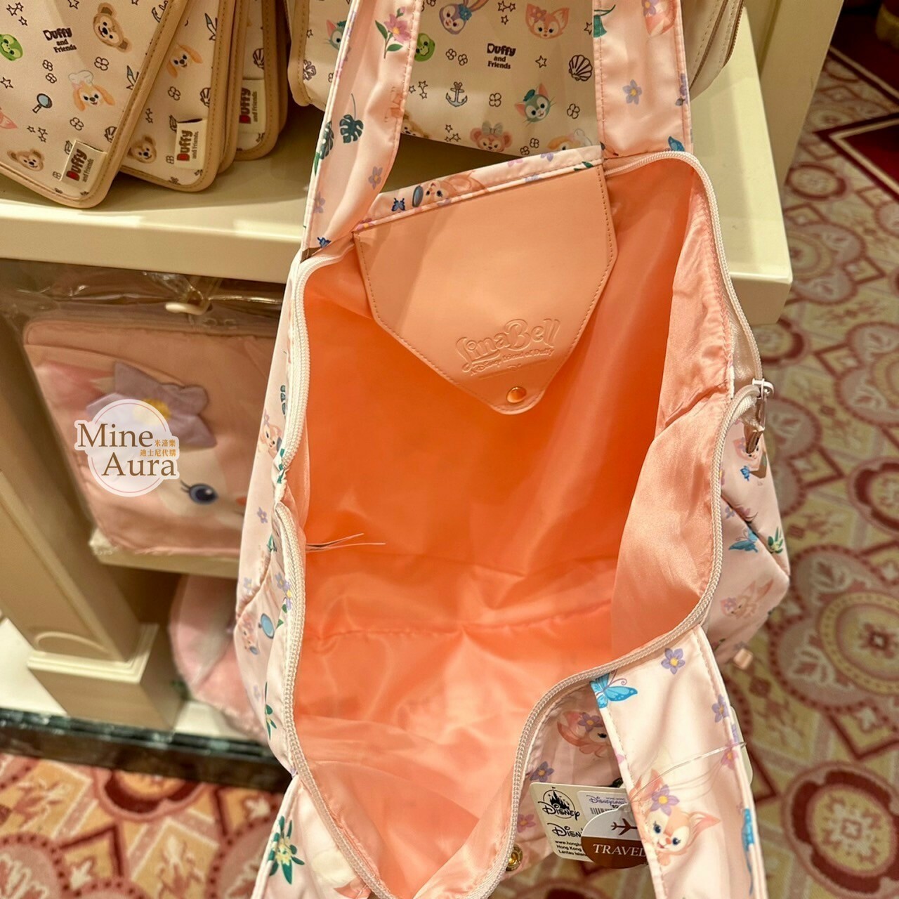 玲娜貝兒 Lina bell 滿版圖案 可摺疊收納 隨身 行李袋 旅行袋 托特包 肩背包 旅行用品 -香港迪士尼樂園