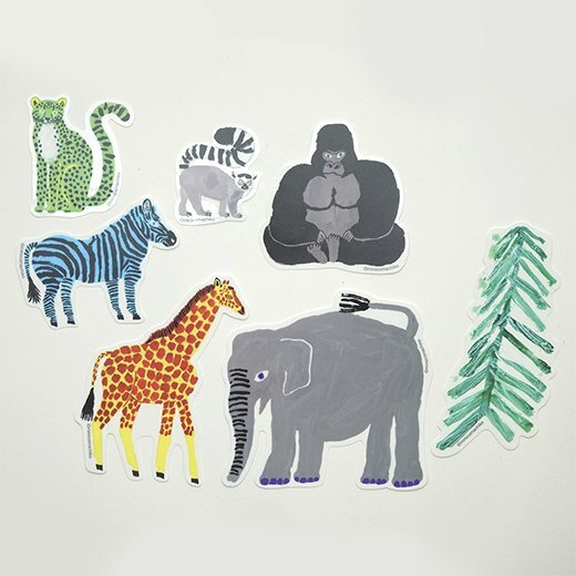 mirocomachiko_動物 7入防水貼紙包｜日本Greeting Life