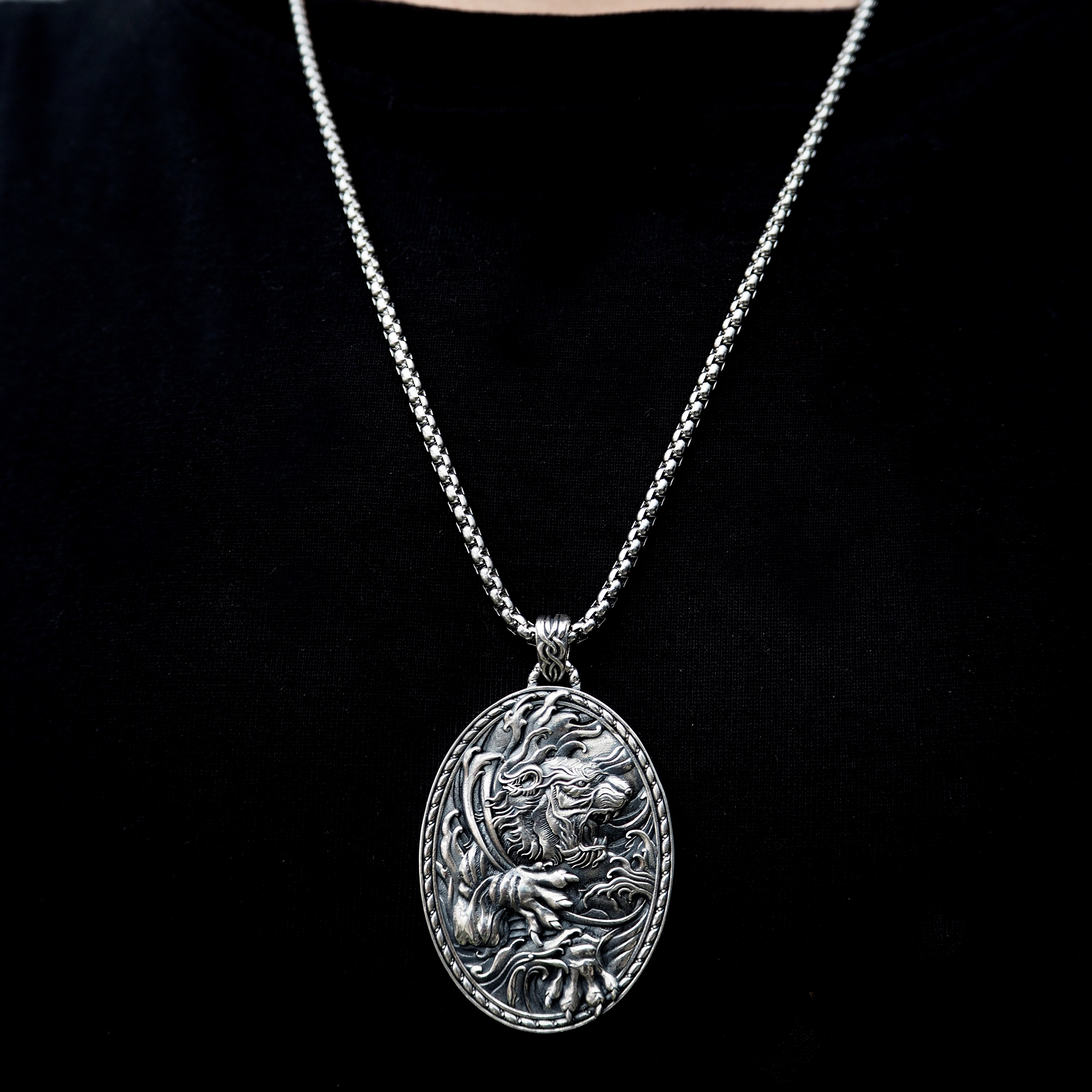 老虎項鍊,銀飾,tiger necklace