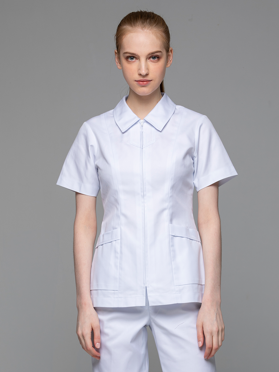 【 B202-W0 】女護理上衣-B立挺布-純粹白