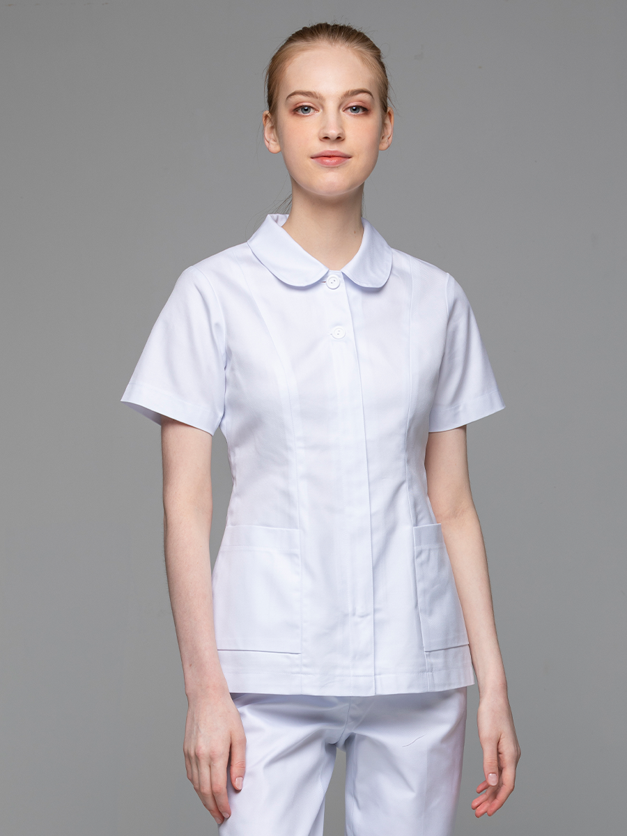 【 B204-W0 】女護理上衣-B立挺布-純粹白