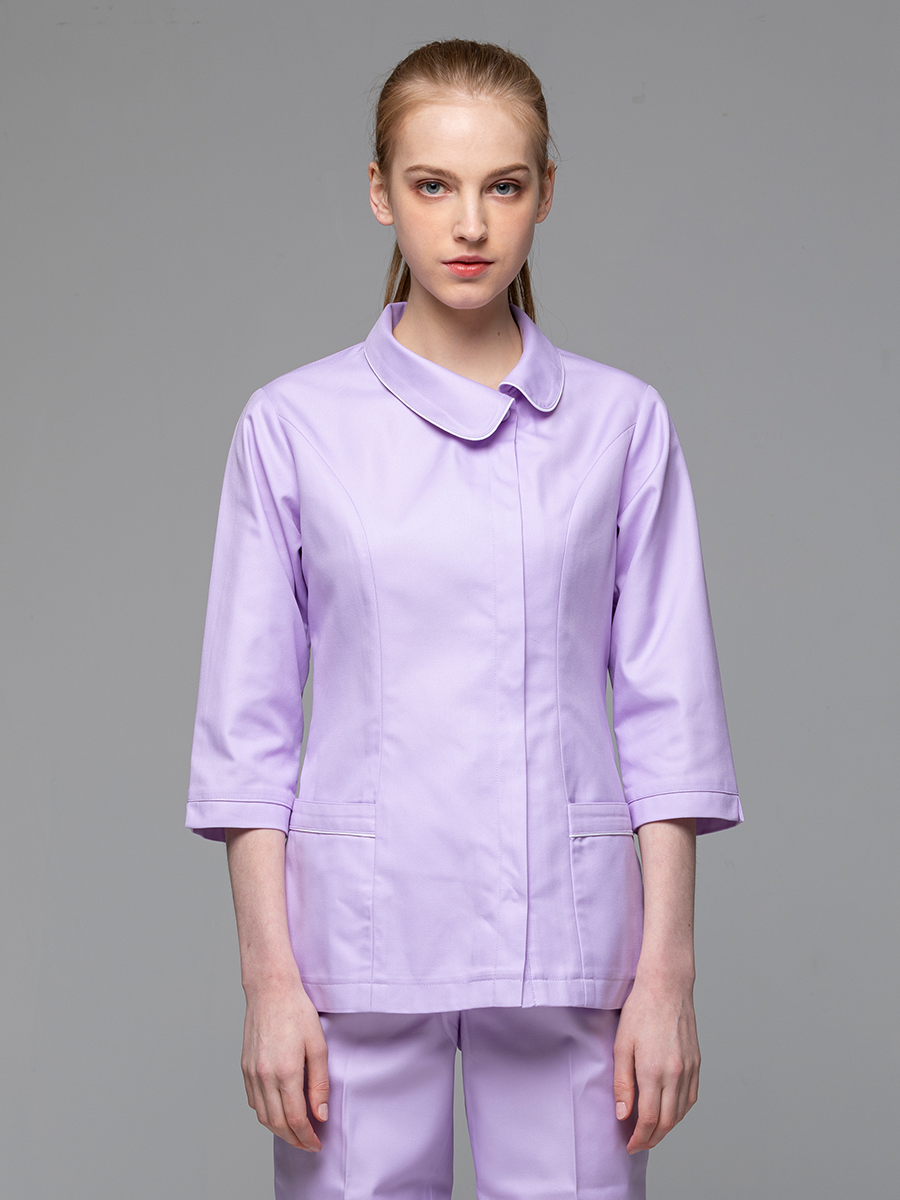 【 B208-C0 】女護理上衣-B立挺布-丁香紫