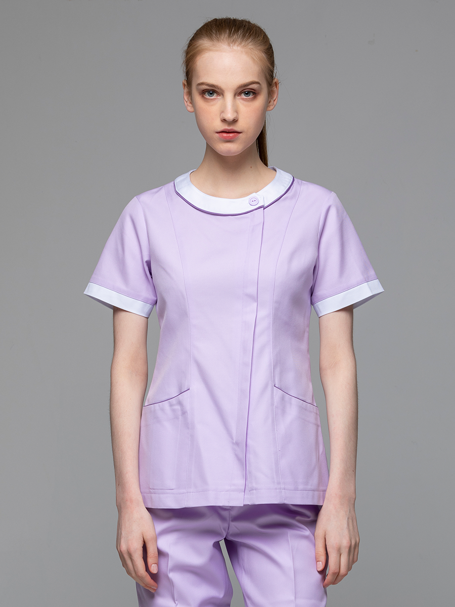 【 B210-C0 】女護理上衣-B立挺布-丁香紫
