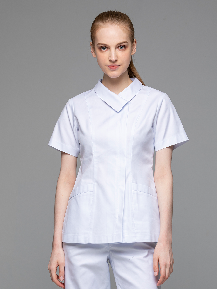 【 B211-W0 】女護理上衣-B立挺布-純粹白