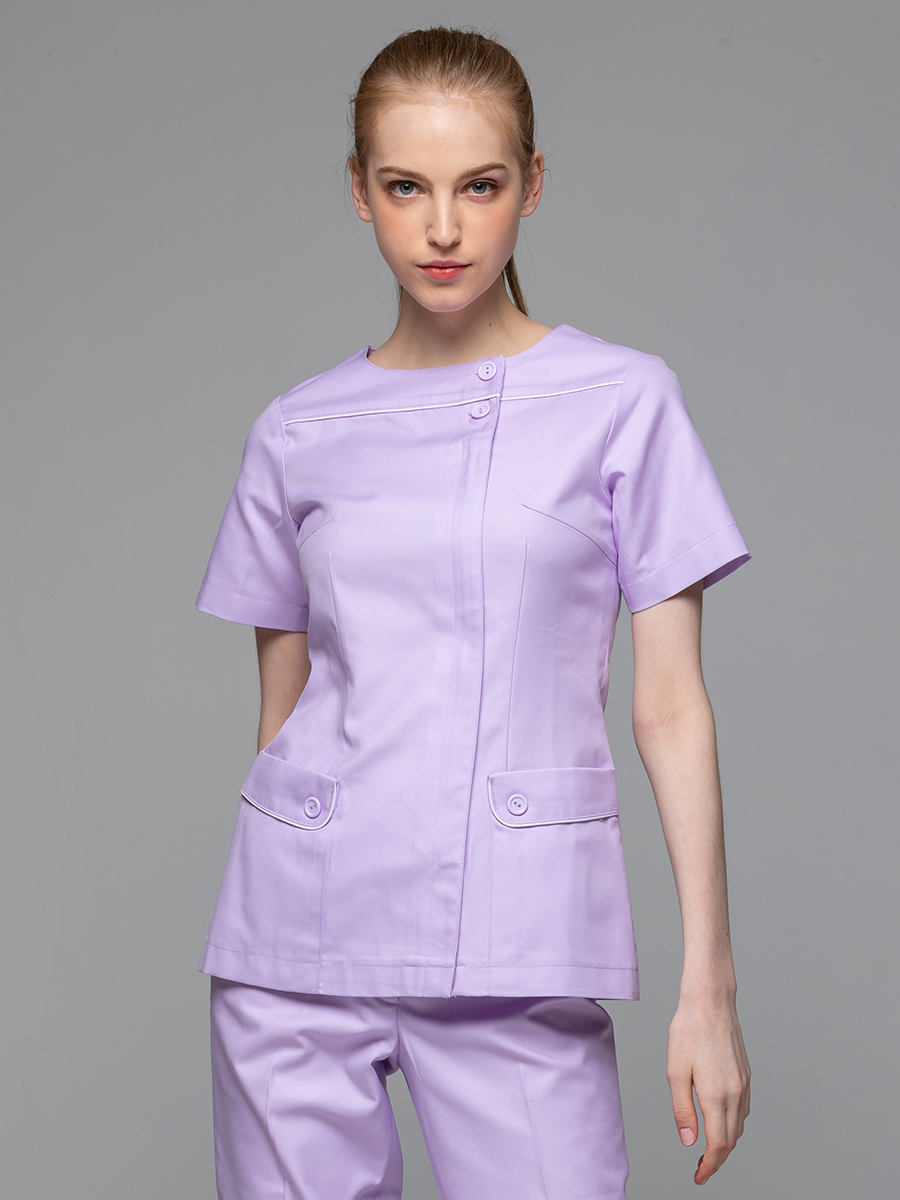 【 B241-C0 】女護理上衣-B立挺布-丁香紫