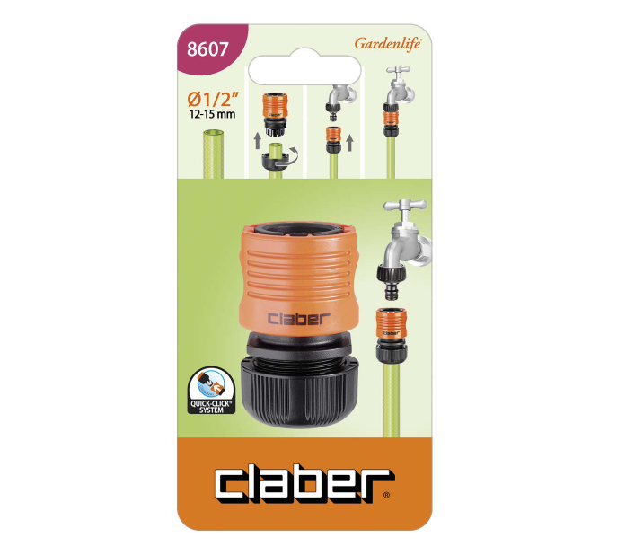 意大利"CLABER" 1/2" 快速急輪接頭(母)(吸塑裝)-[8607]