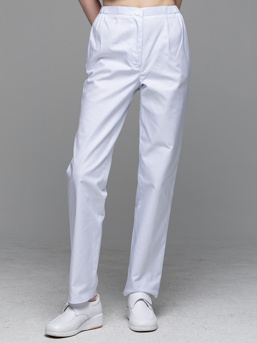 【 B900N-W0 】女拉鍊長褲-B立挺布-純粹白
