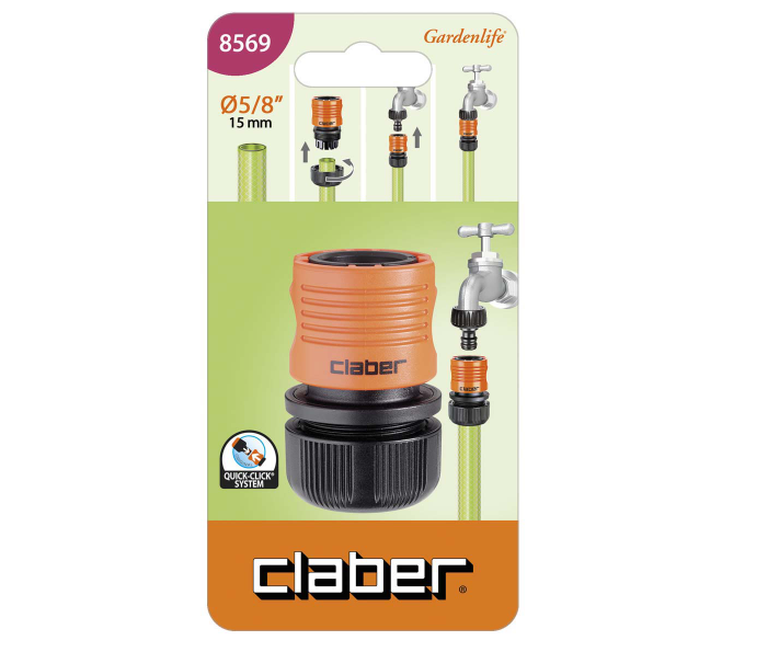意大利"CLABER" 5/8"快速急輪接頭(母)(吸塑裝)-[8569]