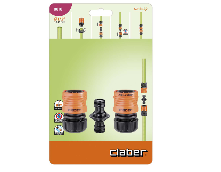 意大利"CLABER" 1/2" 快速接頭套裝(3件裝)-[8818]
