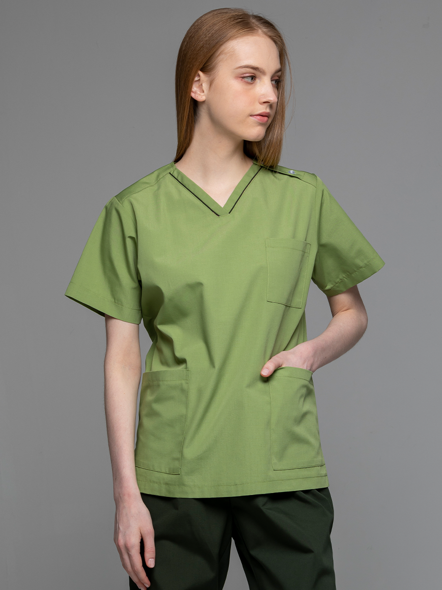 【 C713-E5 】女刷手上衣-C經典布-抹茶綠