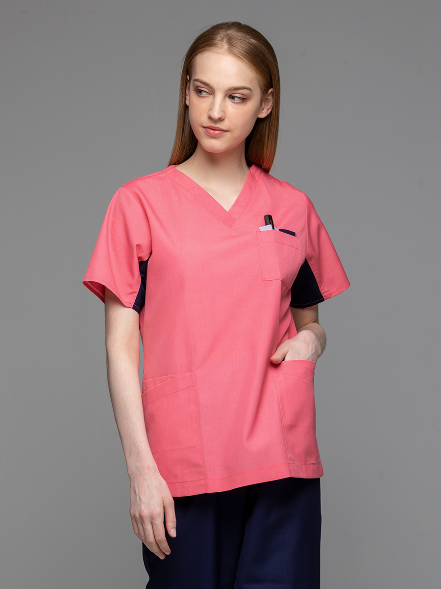 【 C714-A3 】女刷手上衣-C經典布-珊瑚粉