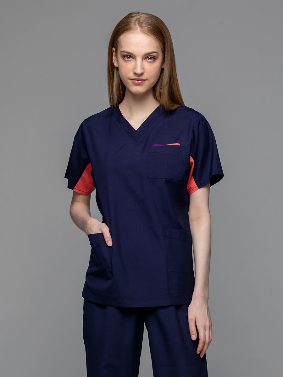 【 C714-B9 】女刷手上衣-C經典布-深海藍