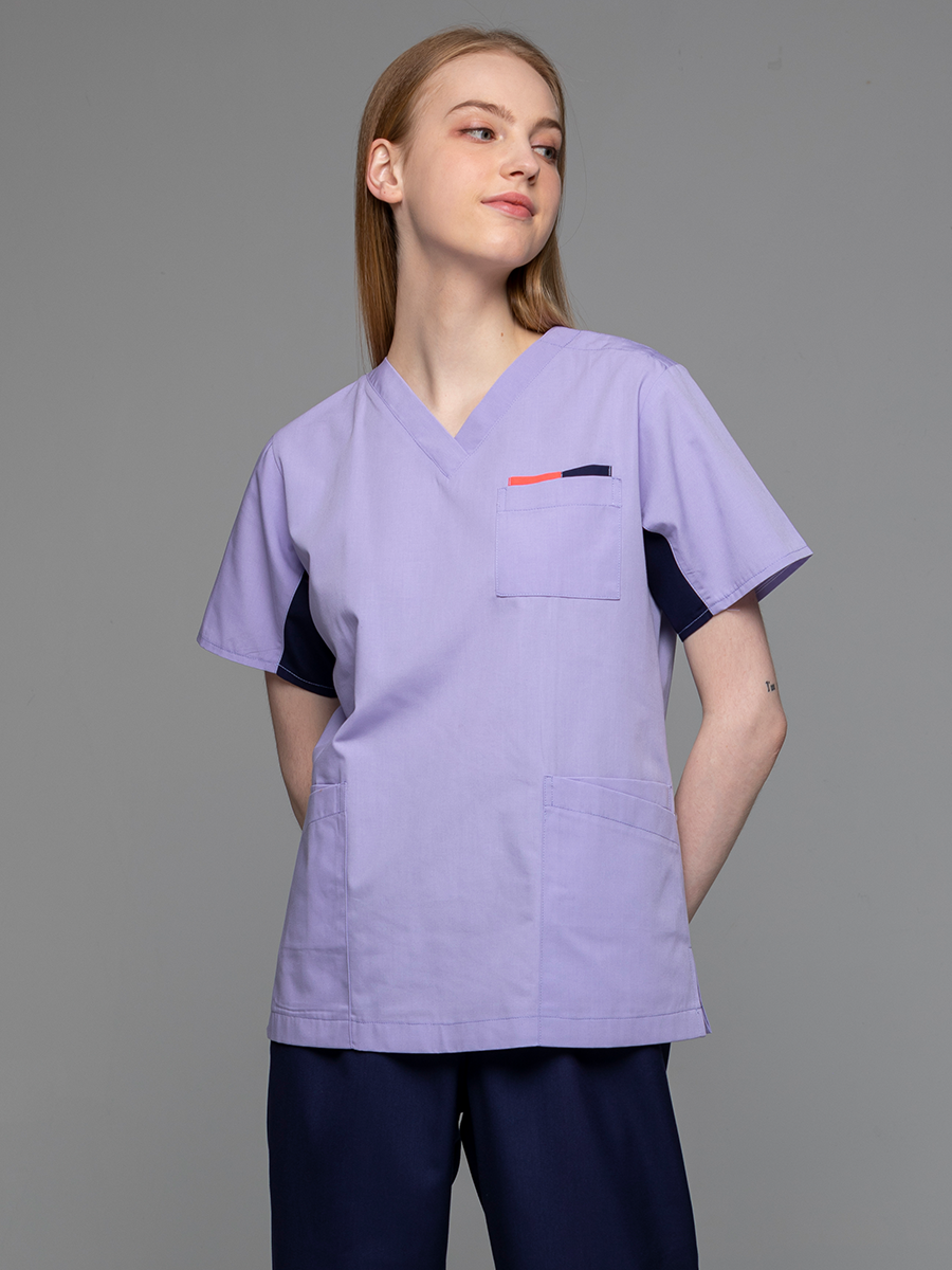 【 C714-C0 】女刷手上衣-C經典布-丁香紫