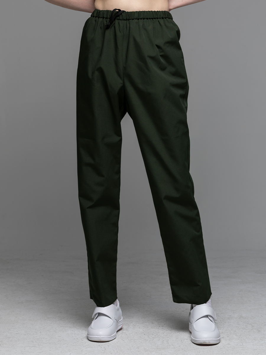 【 C905-E9 】男女通用鬆緊抽繩長褲-C經典布-叢林綠