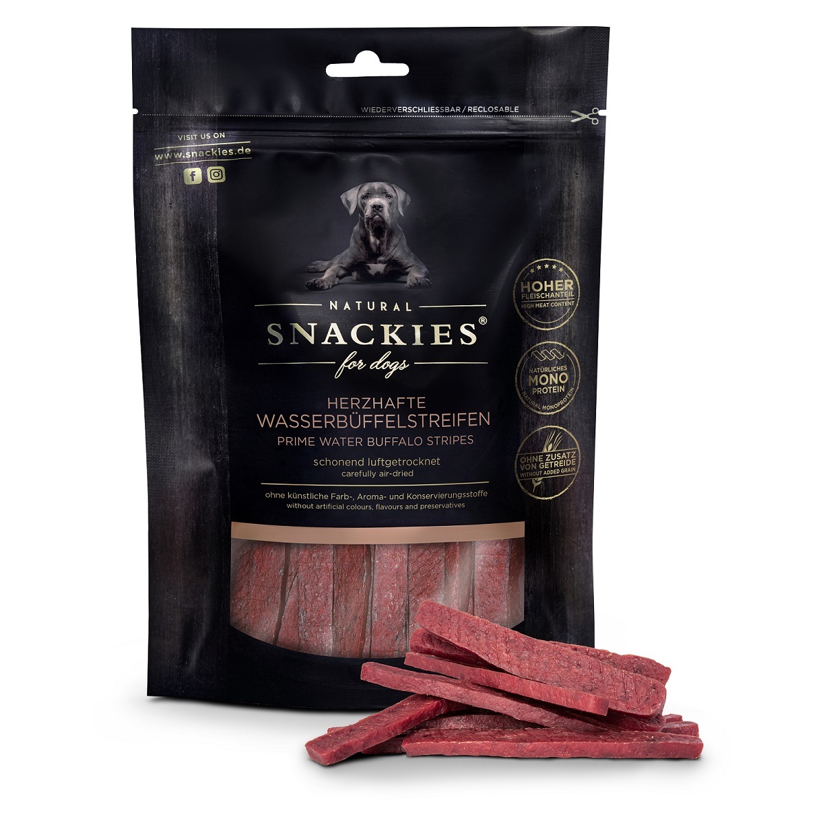 Snackies 低脂水牛肉條狗小食 (170g)