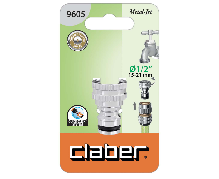 意大利"CLABER" 1/2"銅電叻龍頭接頭(公)(吸塑裝)-[9605]