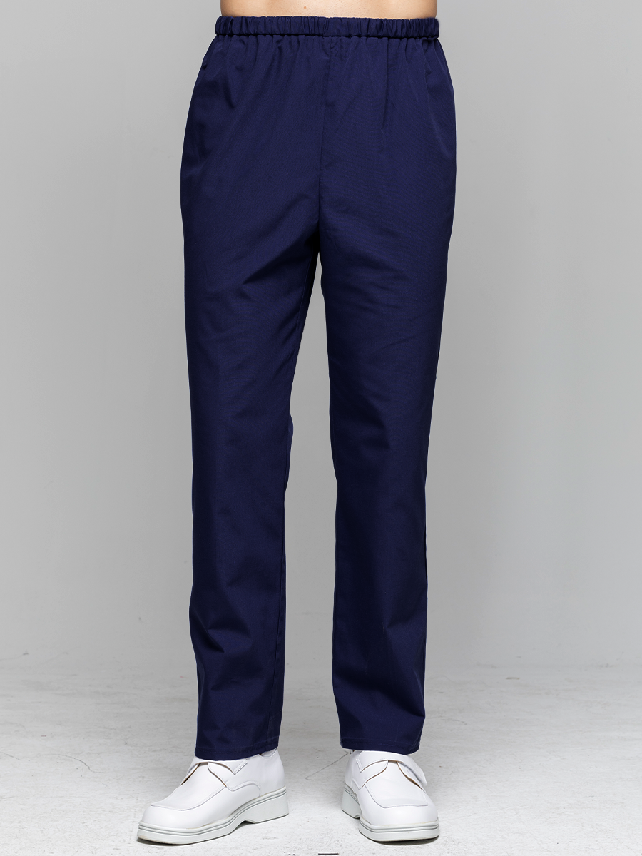 【 C9041-B9 】男鬆緊長褲-C經典布-深海藍