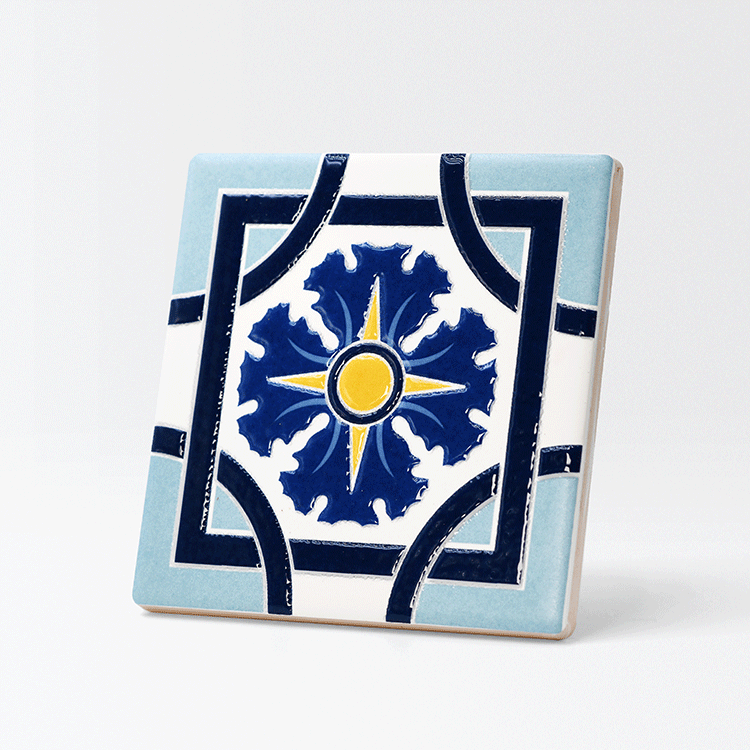 臺灣花磚立體上釉吸水杯墊｜百合