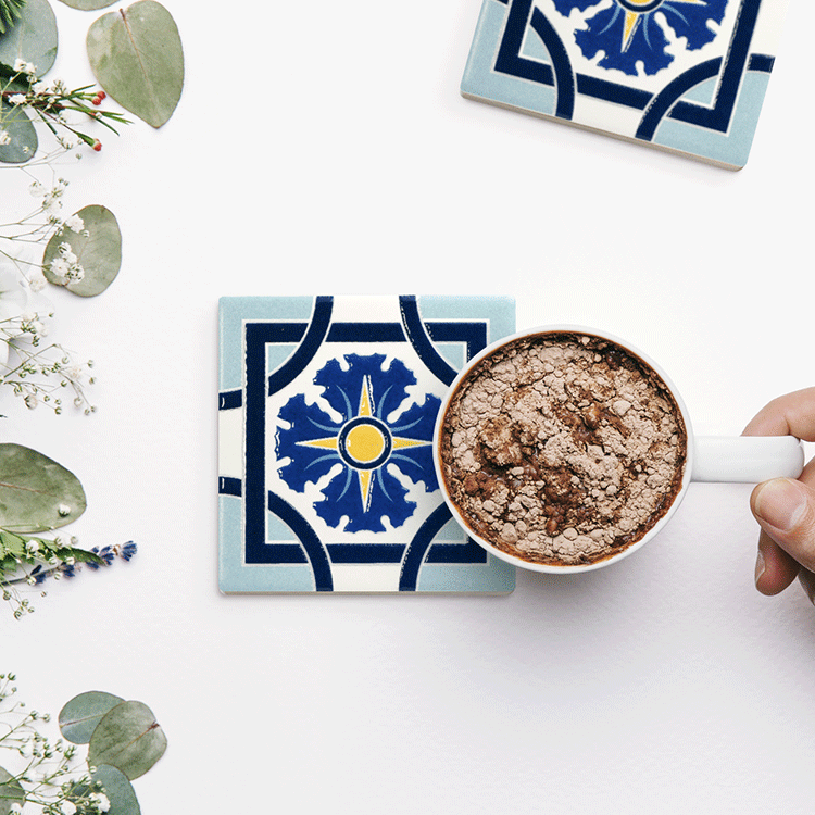 臺灣花磚立體上釉吸水杯墊｜百合