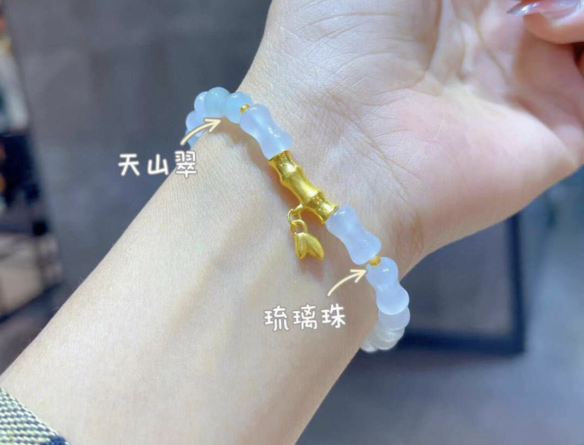天山翠竹節黃金手鍊 -M