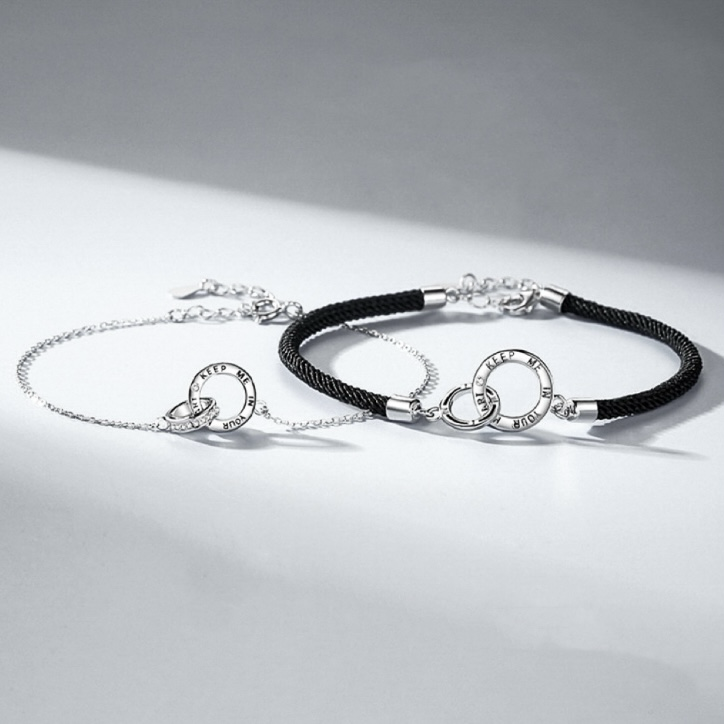 「難以分割的愛」情侶手鏈 | S925純銀 | 免費刻字