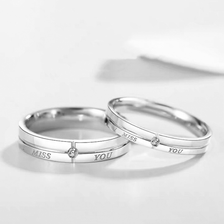 「I MISS YOU🥺 」情侶戒指💍 ｜S925純銀｜閉口對戒｜免費刻字✒️｜
