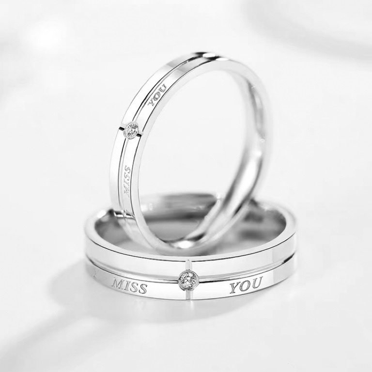 「I MISS YOU🥺 」情侶戒指💍 ｜S925純銀｜閉口對戒｜免費刻字✒️｜
