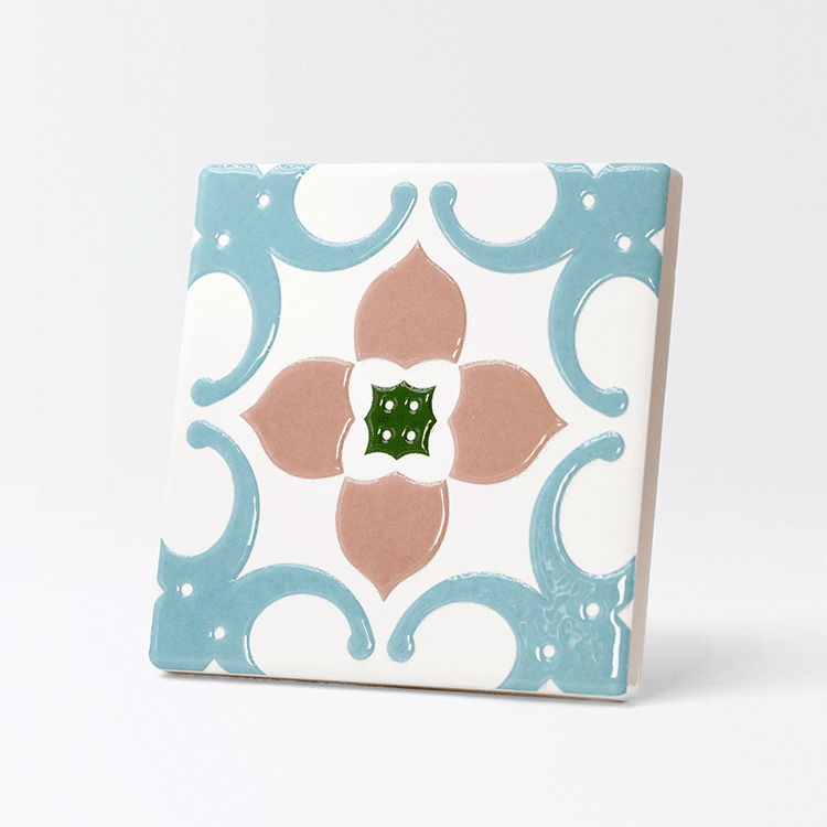 臺灣花磚立體上釉吸水杯墊｜幸運