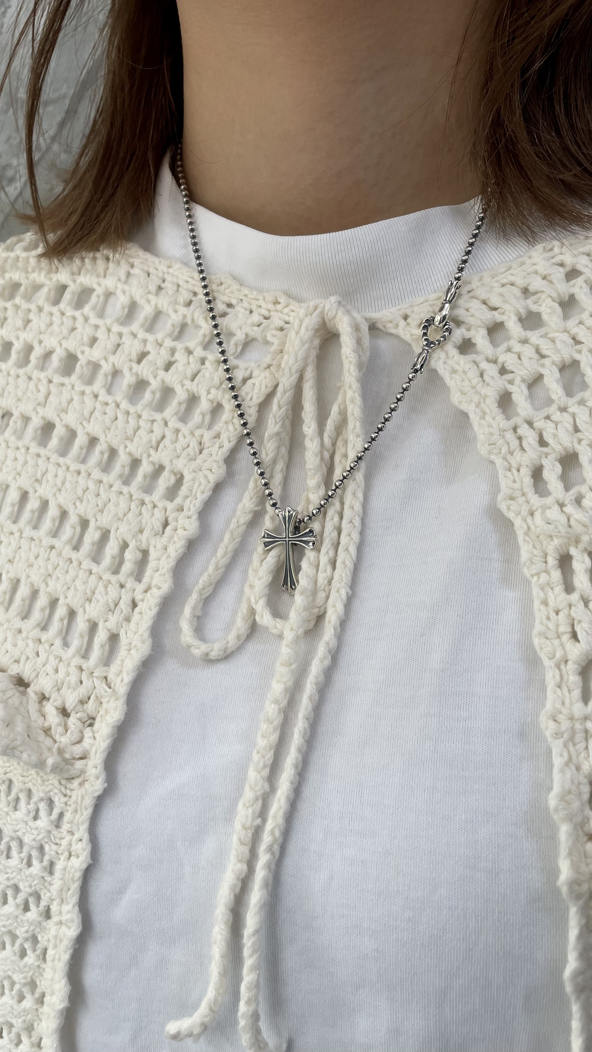 Lone Ones Small Rock Bottom Cross Necklace Set 20.5''